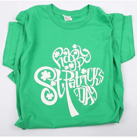St. Patrick's Day Shirt Unisex Large Clovers Short Sleeve Tee - Picture 3 of 5